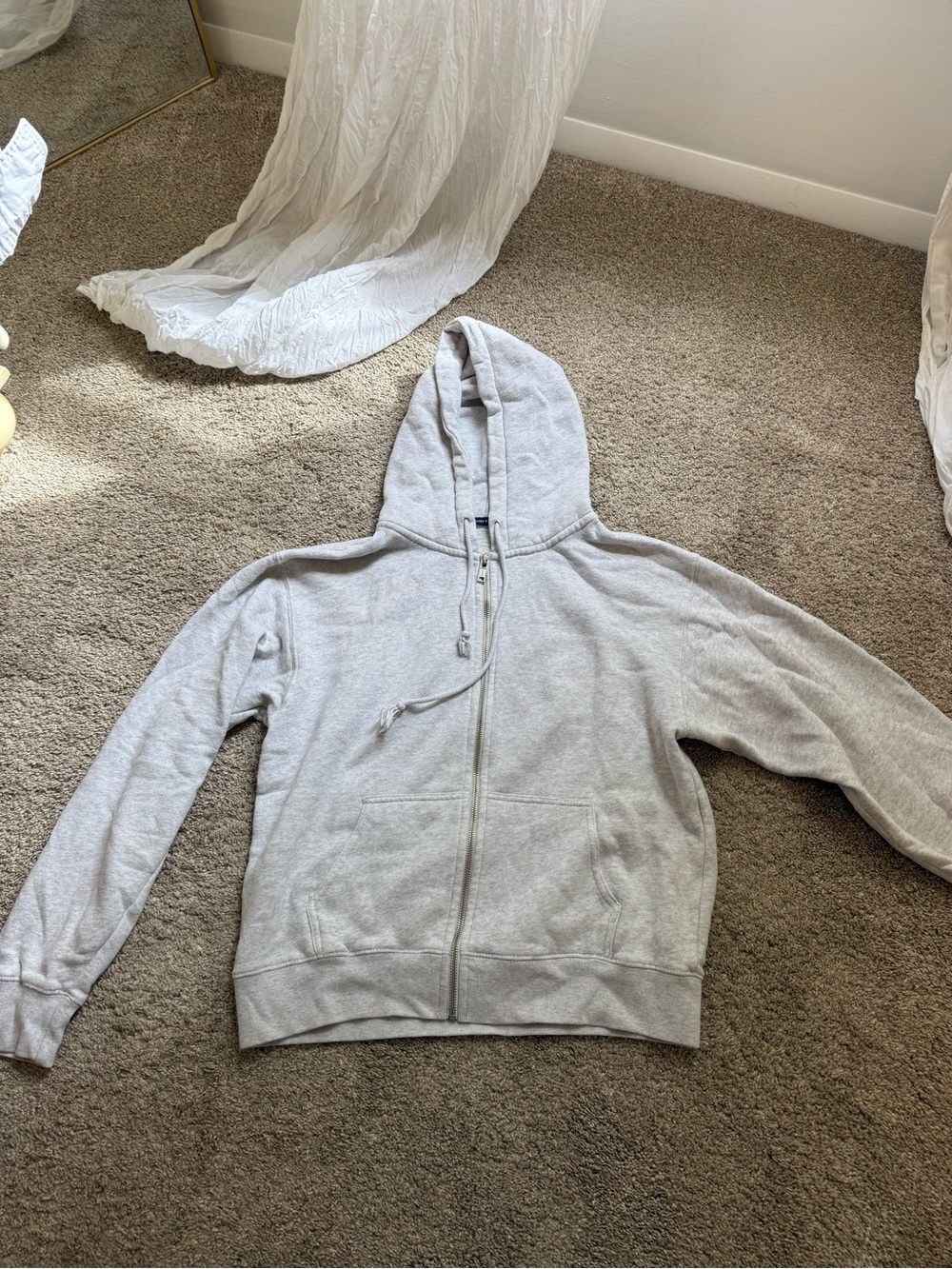 Brandy Melville Light Grey Zip-Up Hoodie